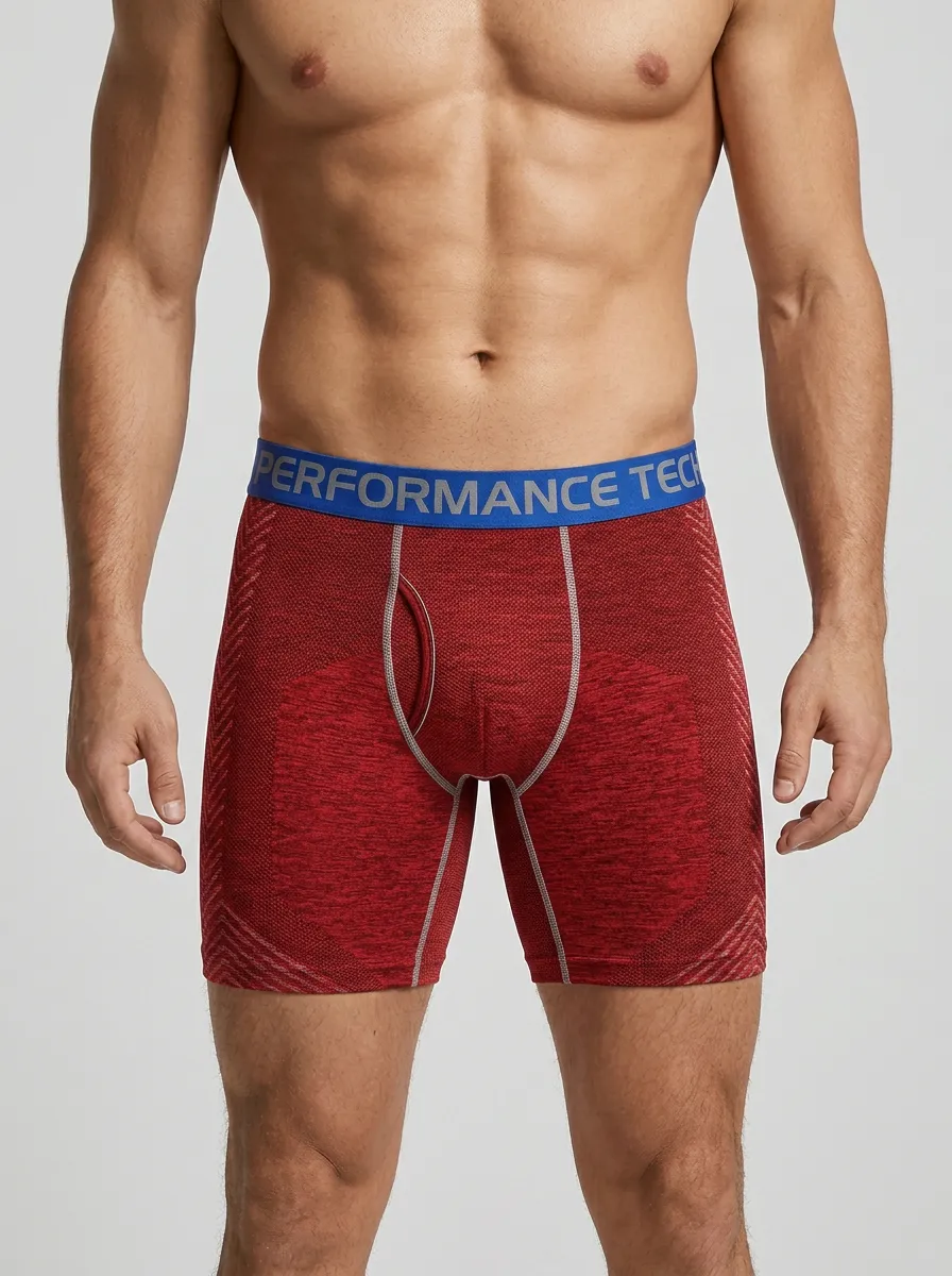 Men's Performance Tech Athletic Grey Printed Boxer Briefs