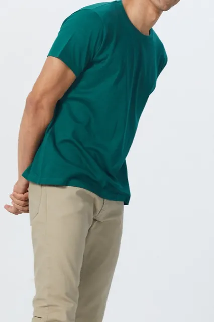 Green Vintage-Wash Cotton Crew Neck T-Shirt