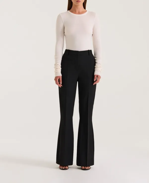 Black Petite Tailored Flare Trouser