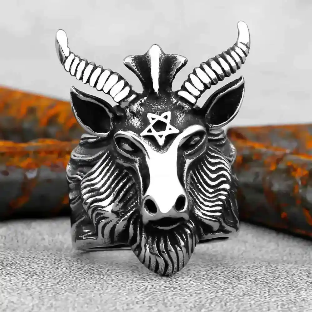 Men's Baphomet Goat Head Ring Seal