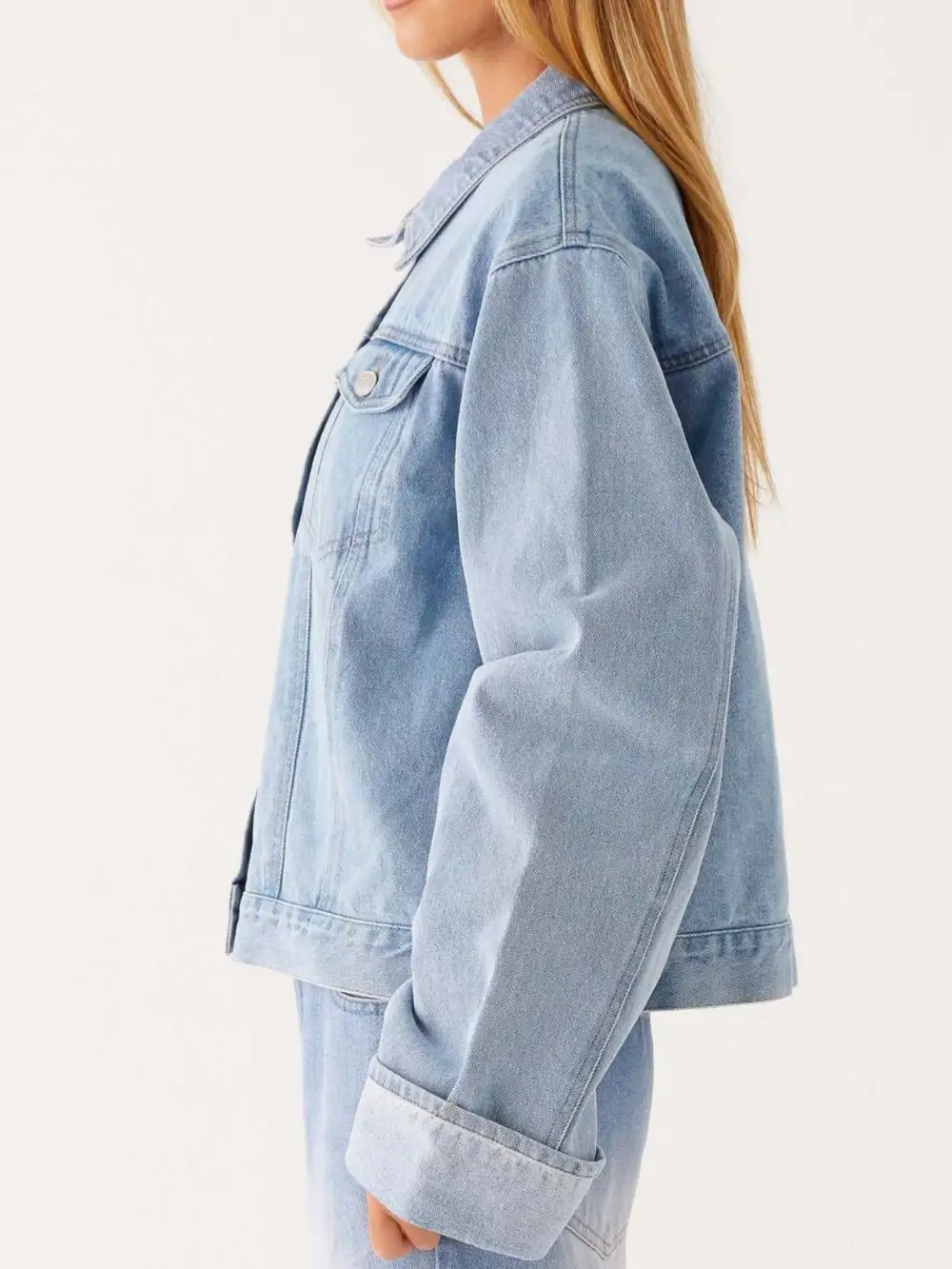 Button Down Cropped Oversized Jacket