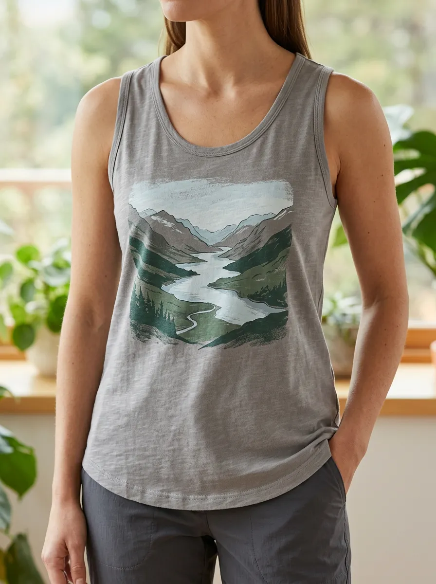 Women's Modern Nature Lover Mountain River Tank Top