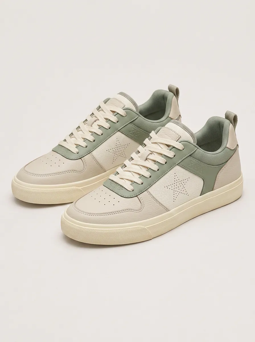 Men's Star Perforated Casual Patterned Skate Shoes