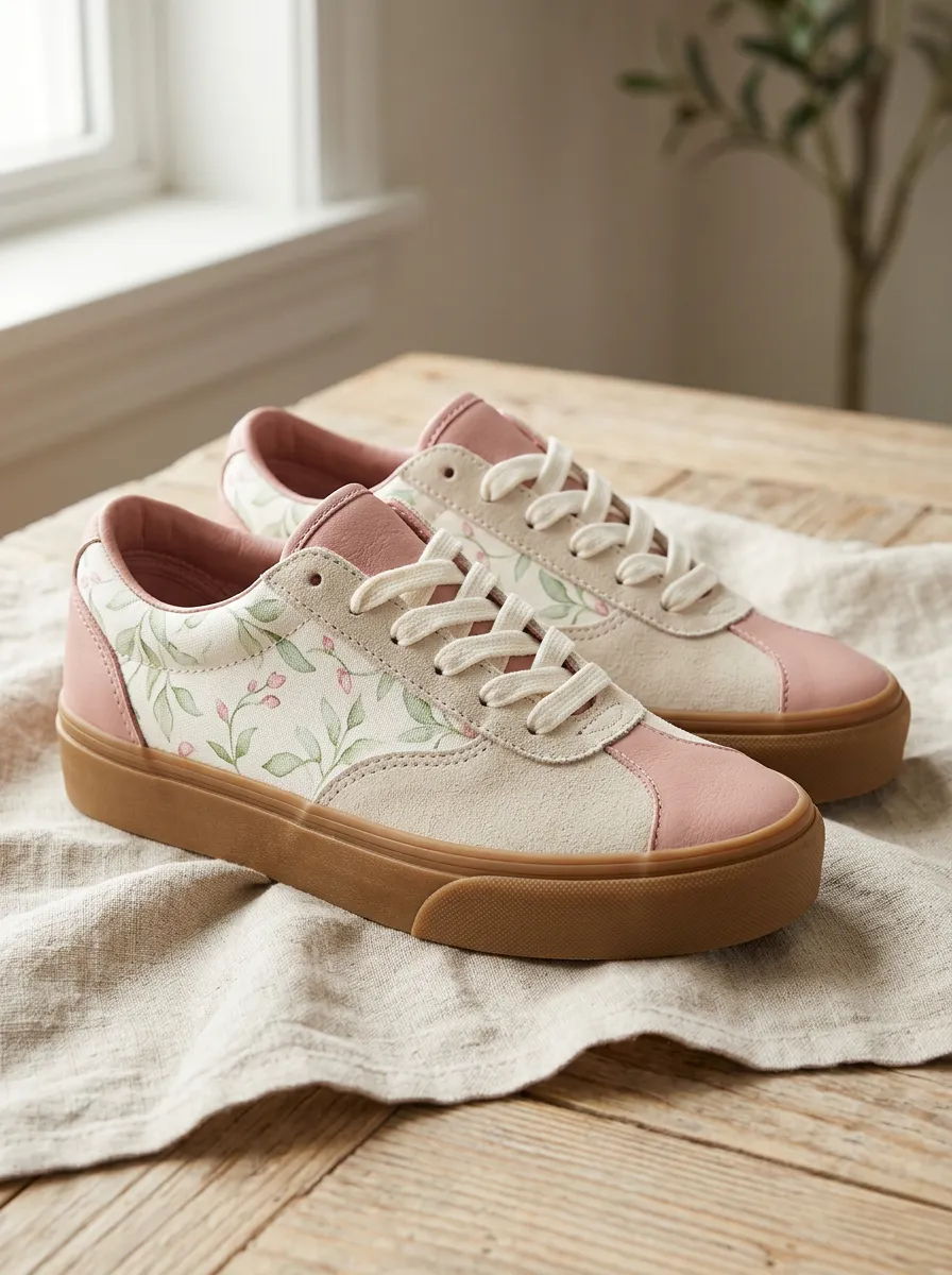 Women's Floral Botanical Vine Printed Canvas Sneakers