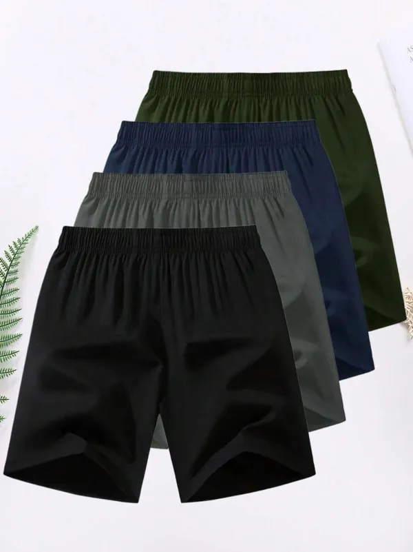 4 PACK Men'S Solid Color Zipper Pocket Shorts, Casual Comfy Breathable Athletic Shorts For Summer, Shorts For Men, Men'S Bottoms For Daily Wear, Men Shorts, Jogging Shorts