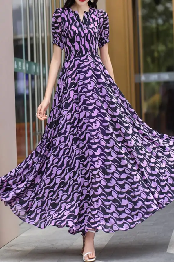 Relaxed Floral Chiffon Maxi Dress