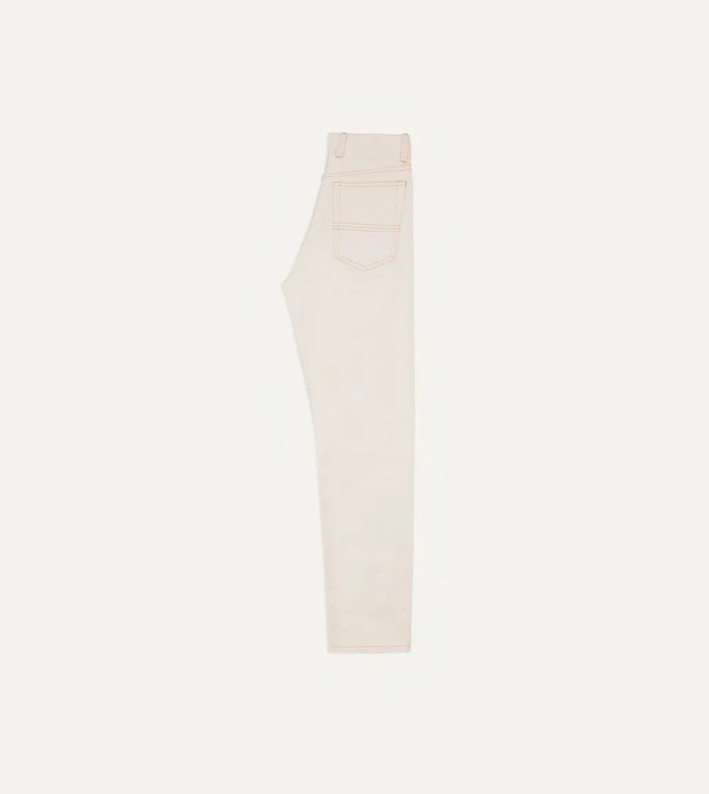 Ecru Selvedge Denim Contrast Stitch Five-Pocket Jeans