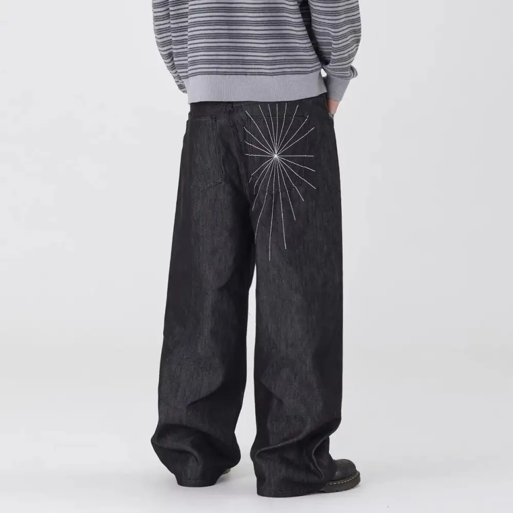 Stitched Contrast Straight Leg Jeans