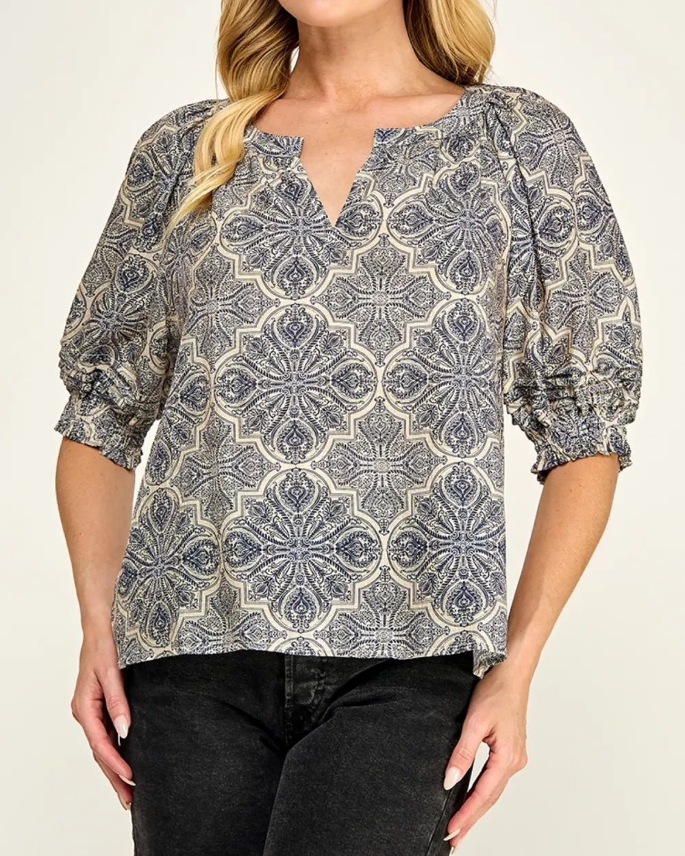 Short Sleeve Printed Blouse
