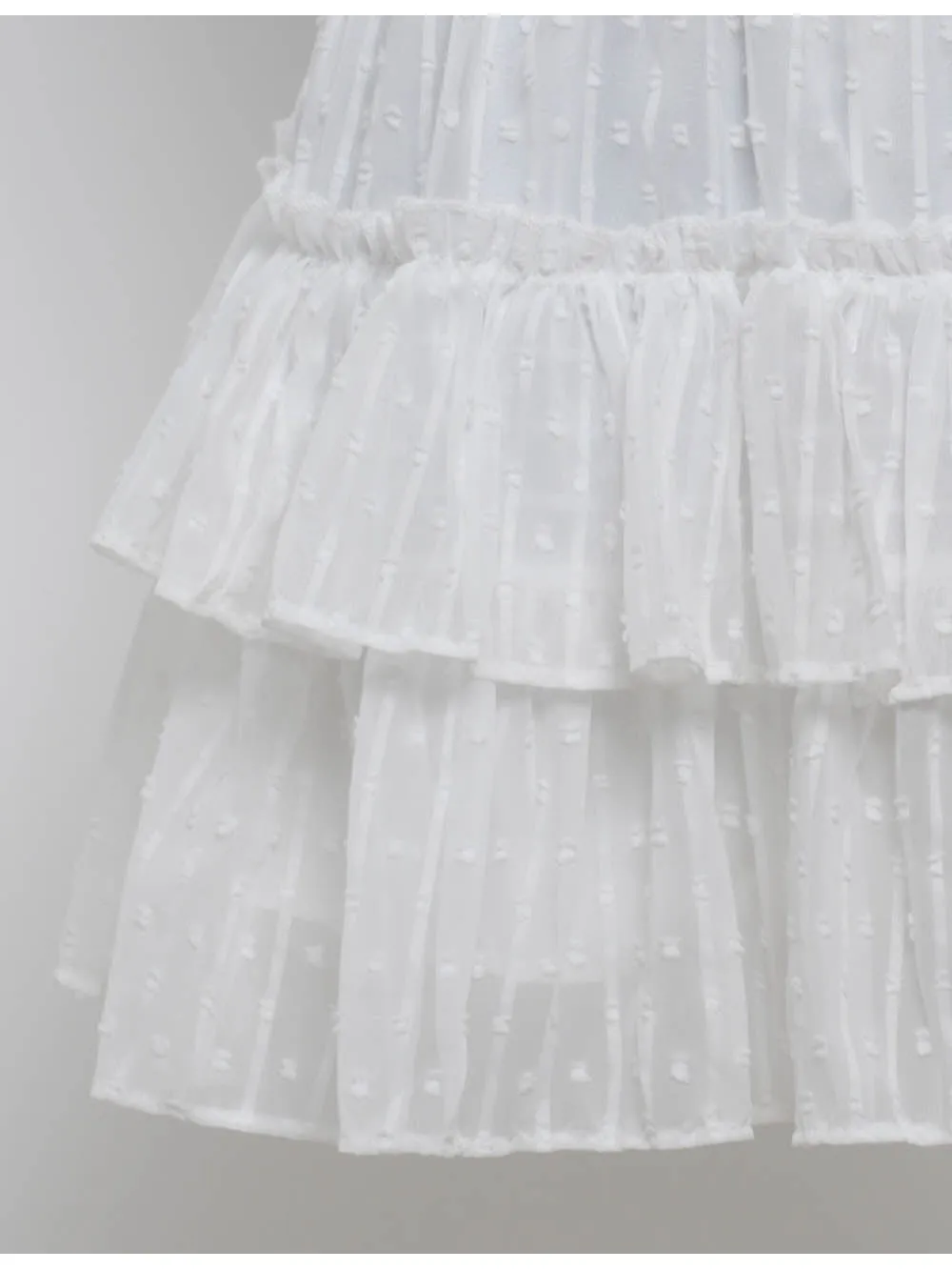 Swiss Dot Tiered Ruffle Elastic Waist Mini Skirt