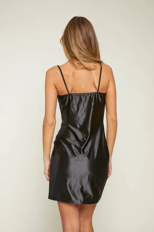 Cowl Neck Satin Dress