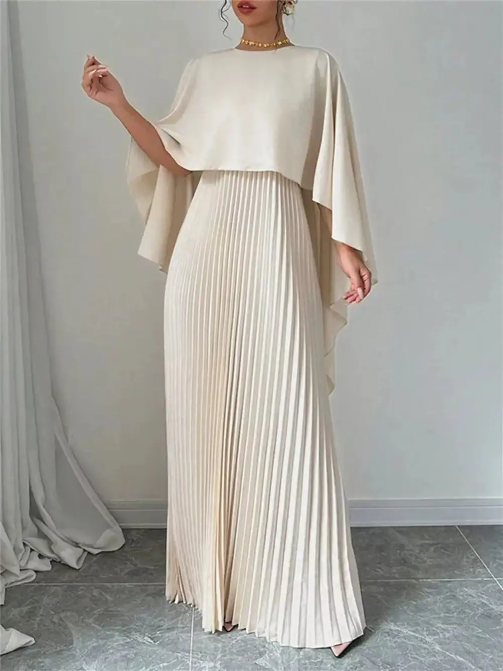 Drape Pleated Maxi Dress
