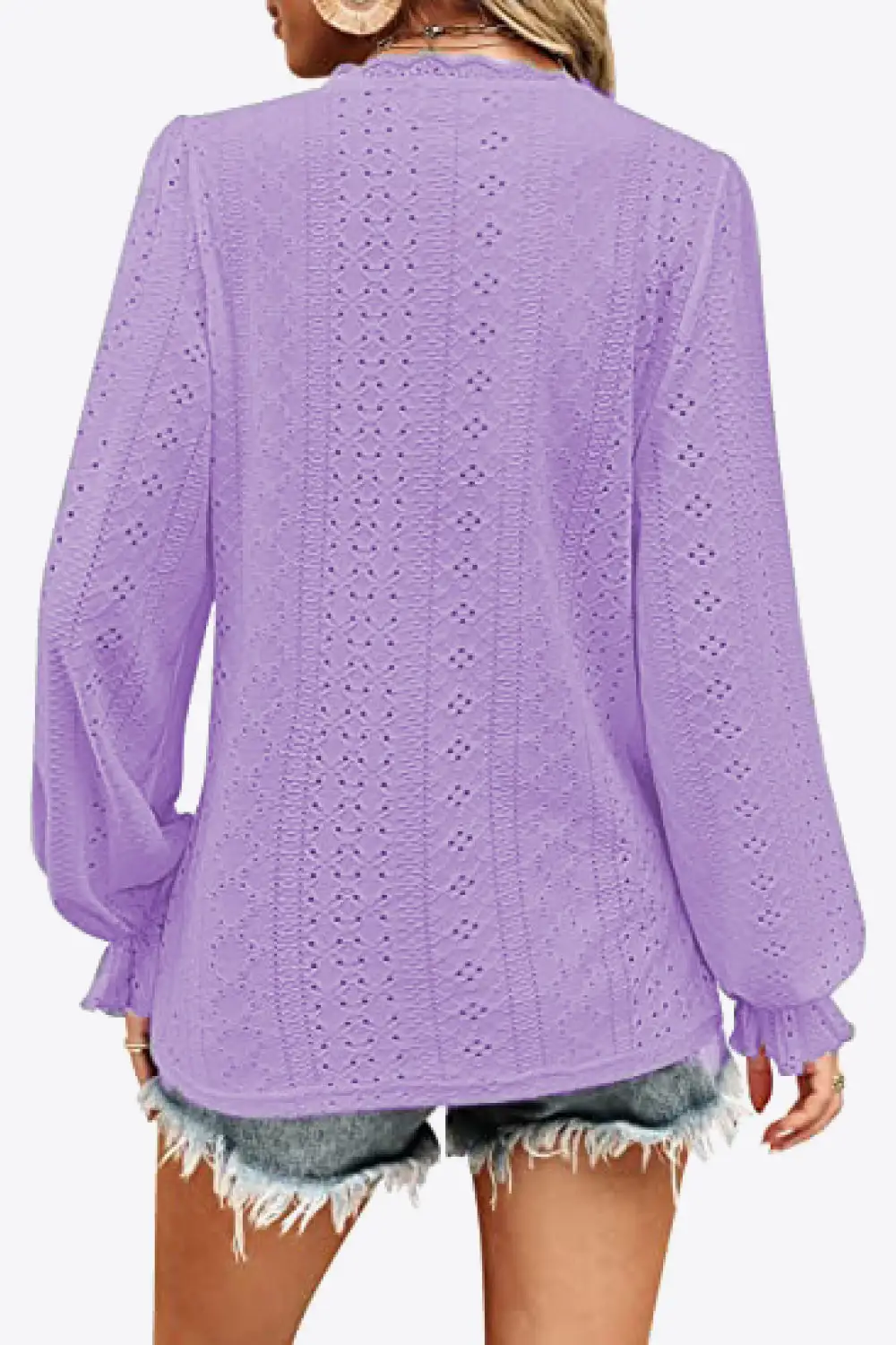 Everyday Soft Eyelet V-Neck Blouse