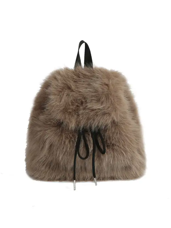 Plush Drawstring Casual Backpack