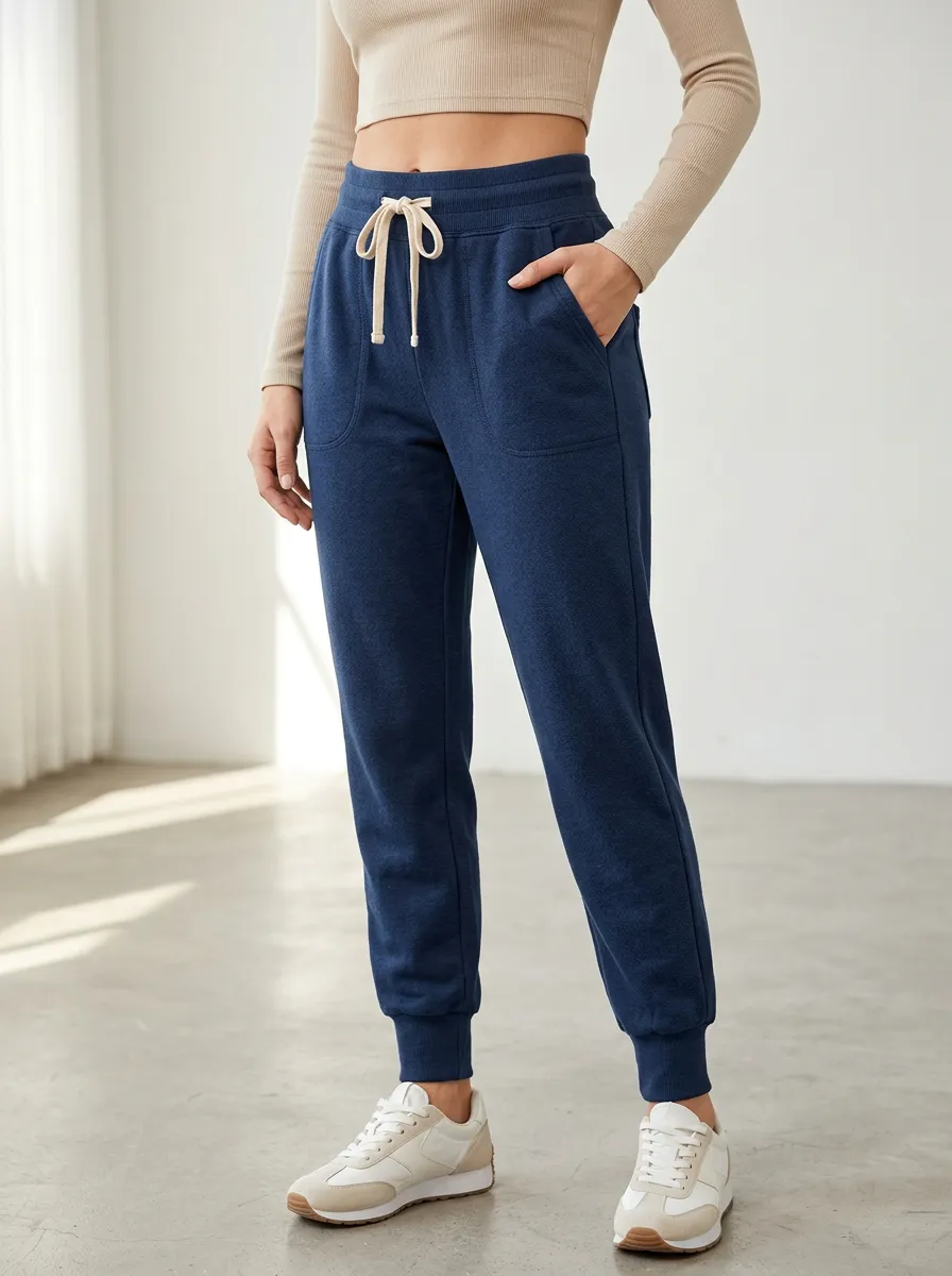 Women's Navy Drawstring Joggers