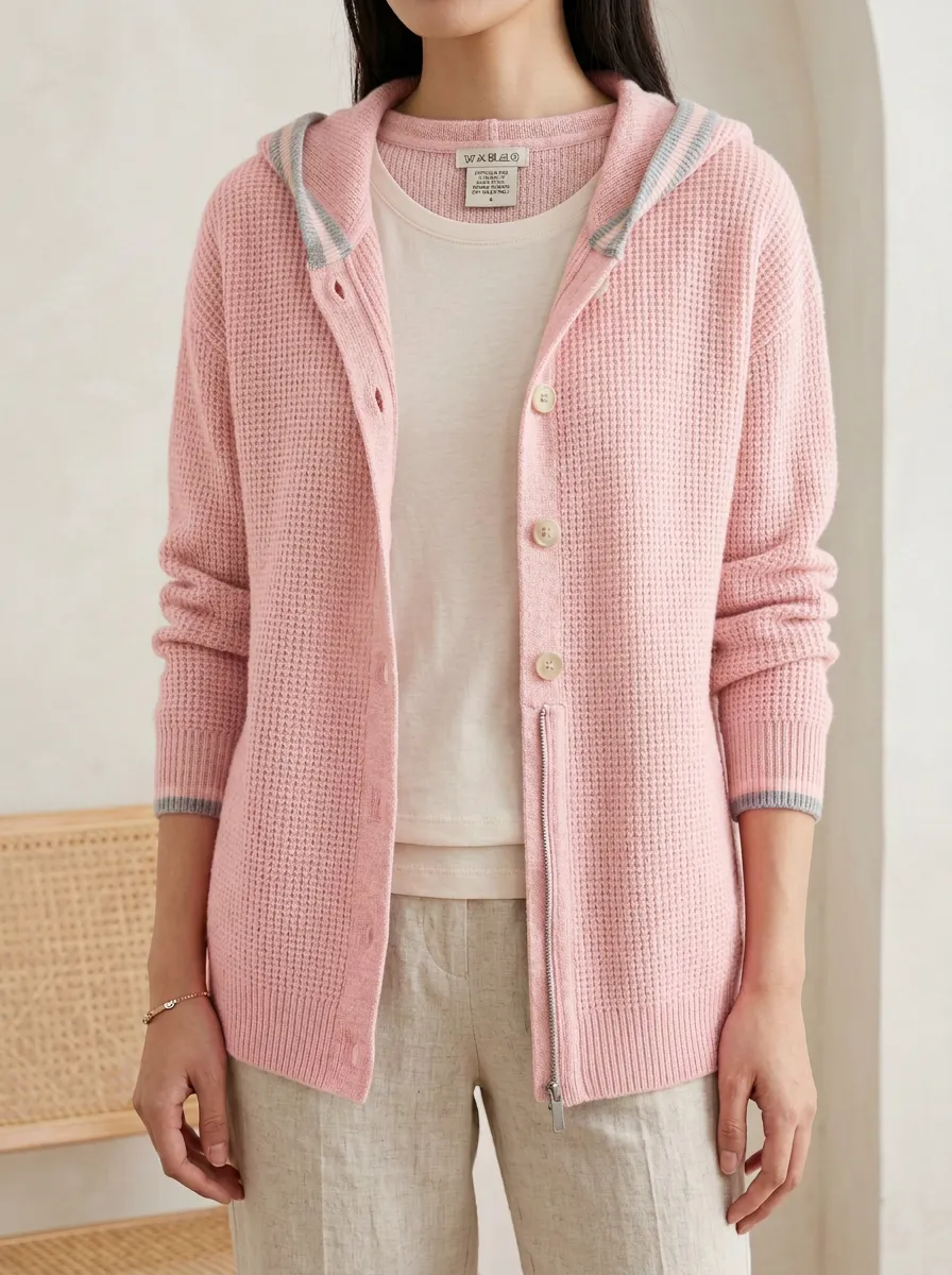 Refined Clean-Line Women's Hooded Knit Cardigan