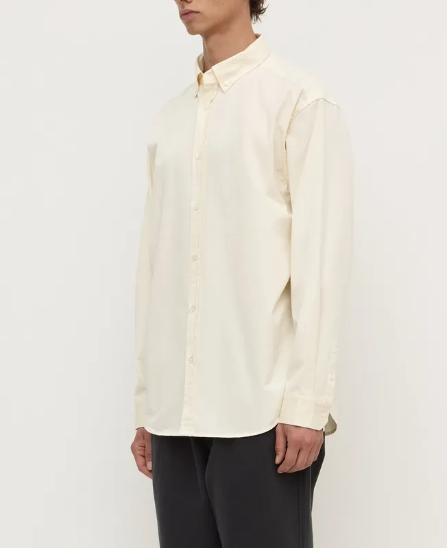 Cream Cotton Twill Button-Up Shirt