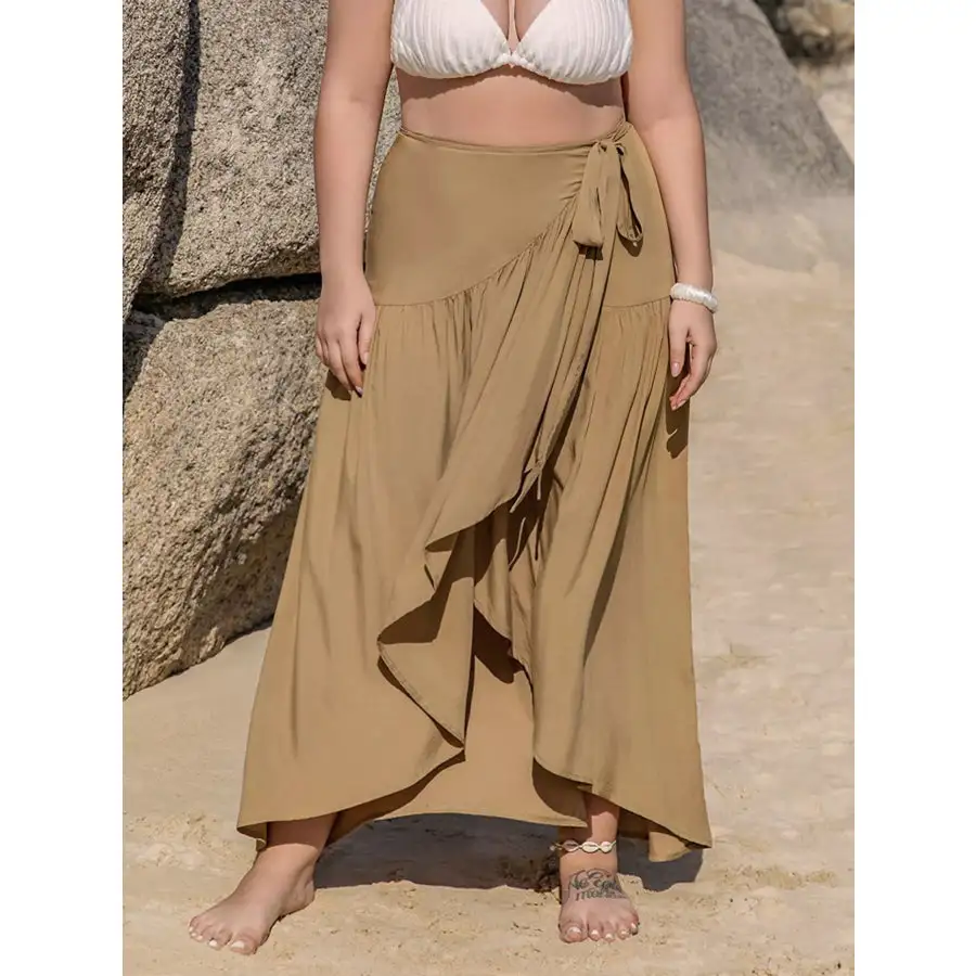 Plus Size High-low Skirt with Tie Detail