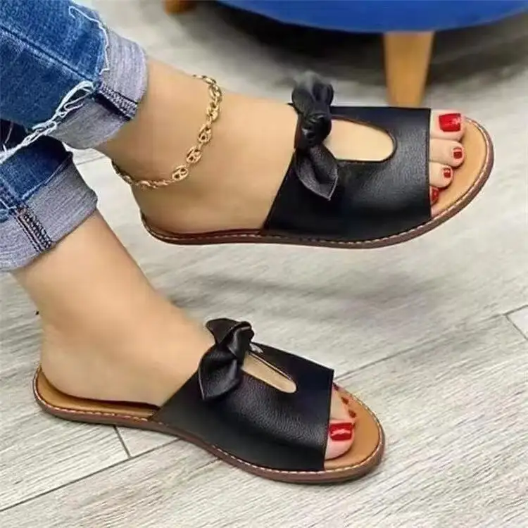 Bow Detail Slide Sandals