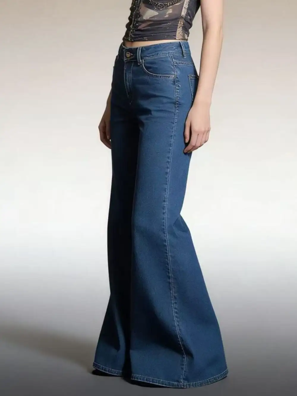Balanced High Waist Flare Leg Denim Jeans