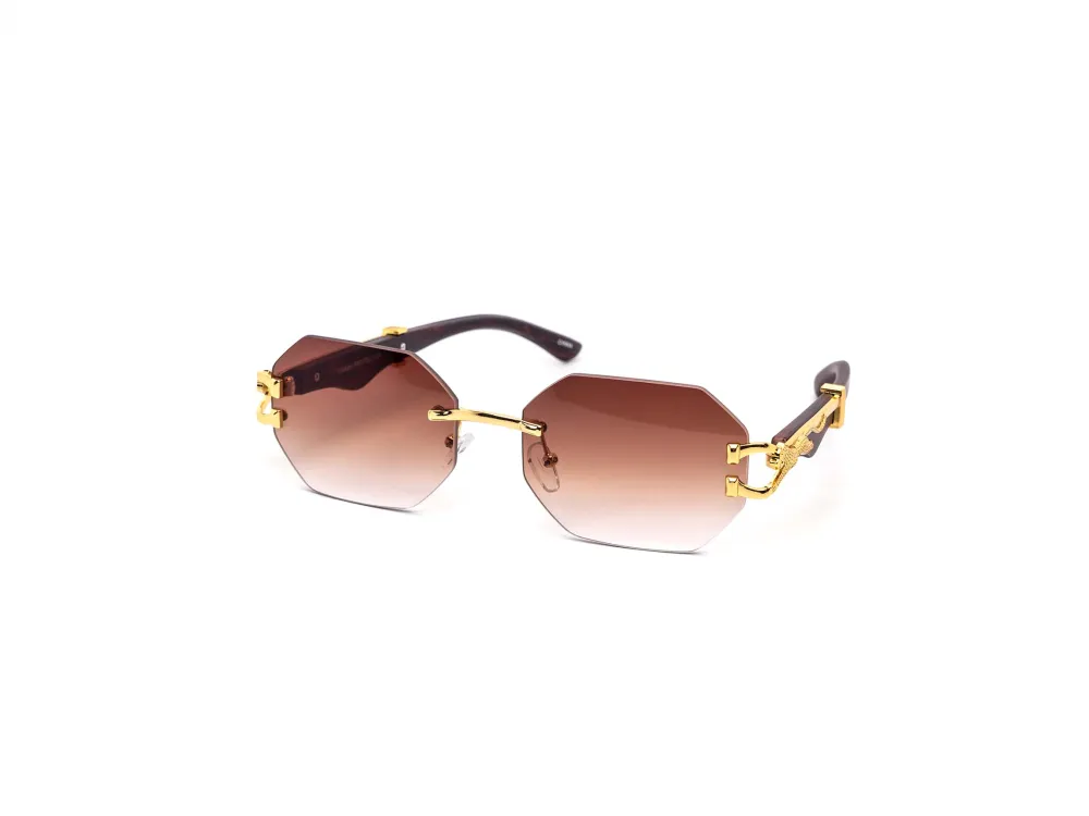 12-Pack Rimless Cat-Eye Gradient Metal Sunglasses