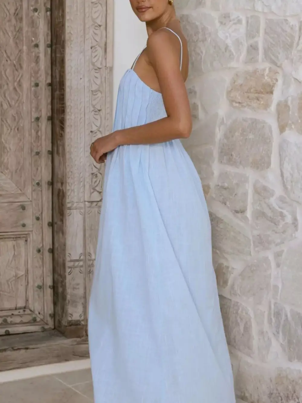 Polished Detail Pleated Midi Dress