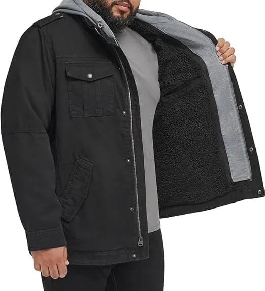 🧥 Men’s Washed Cotton Hooded Military Jacket ( Big Sizes)Classic Utility. Timeless Comfort. Built for Every Man.
