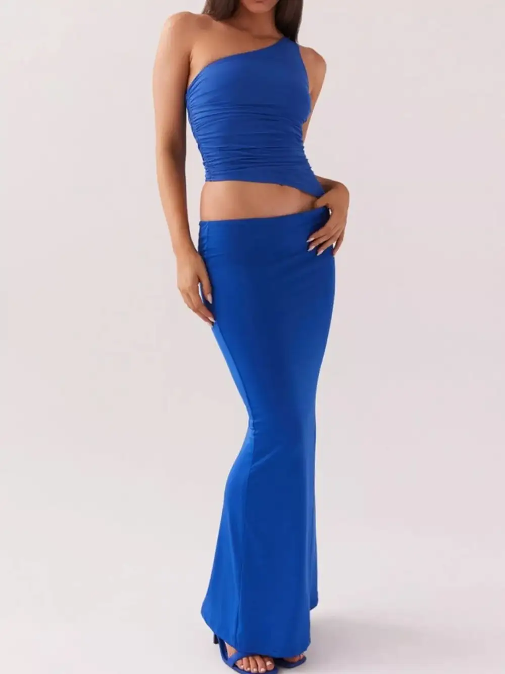 One Shoulder Ruched Coordinated Set