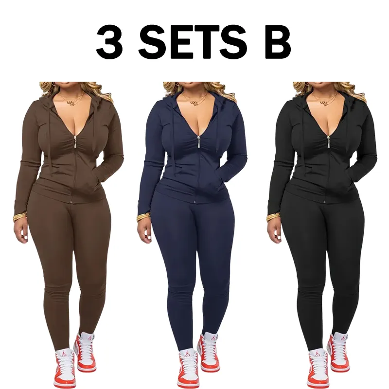Women's Fall Zipper Hoodie and Skinny Pants Set, Casual Soft Long Sleeve Pullover with Pocket Design