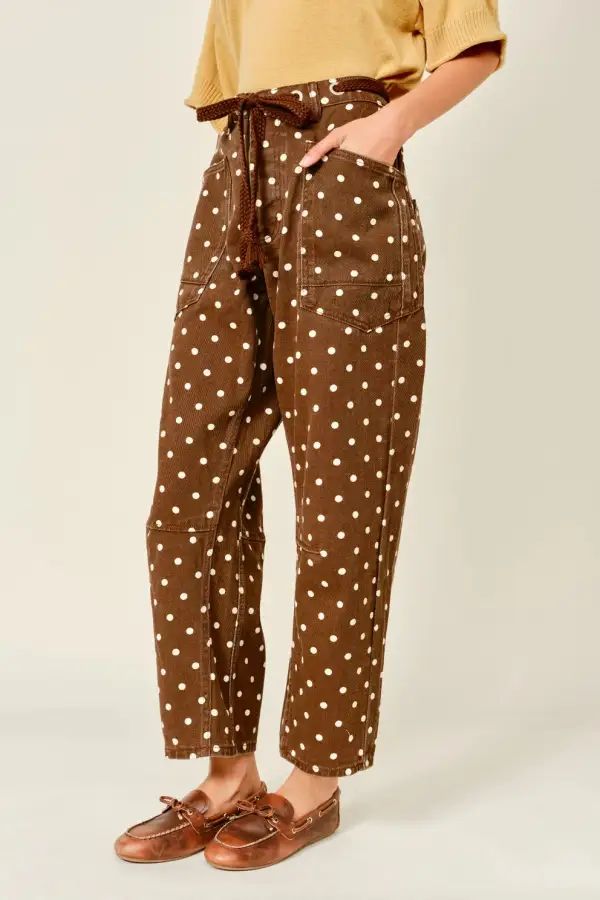 Eyelet Waist Barrel Pants