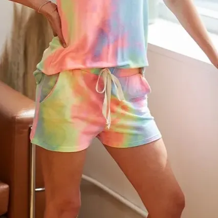 Tie-Dye French Terry Casual Shorts