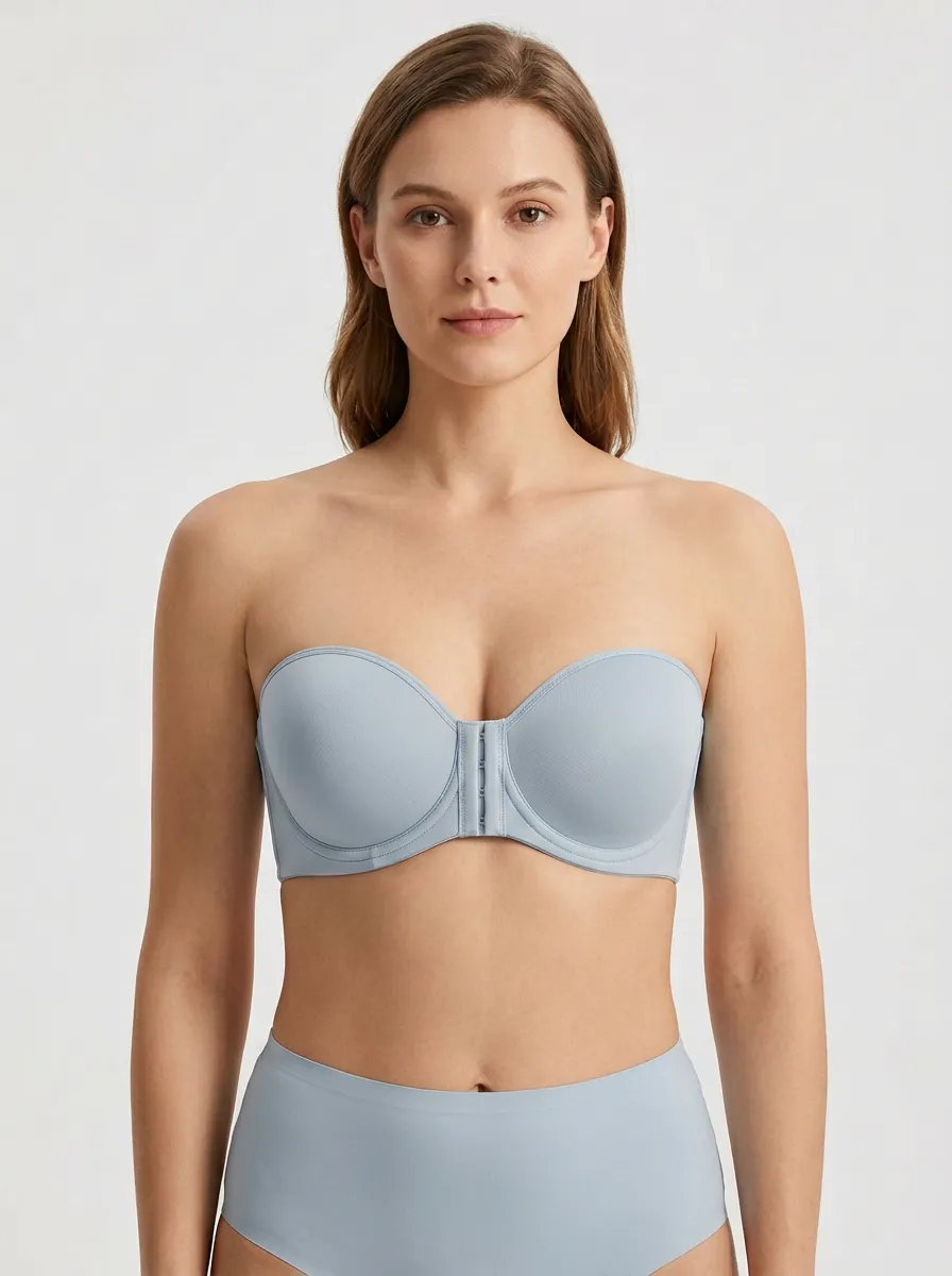 Women's Underwire Rounded-Cup Front-Closure Strapless Bra