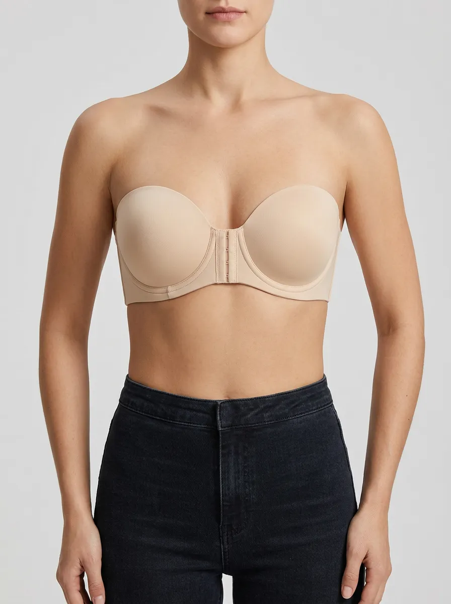 Women's Bandeau-Style Underwire Front-Closure Strapless Bra