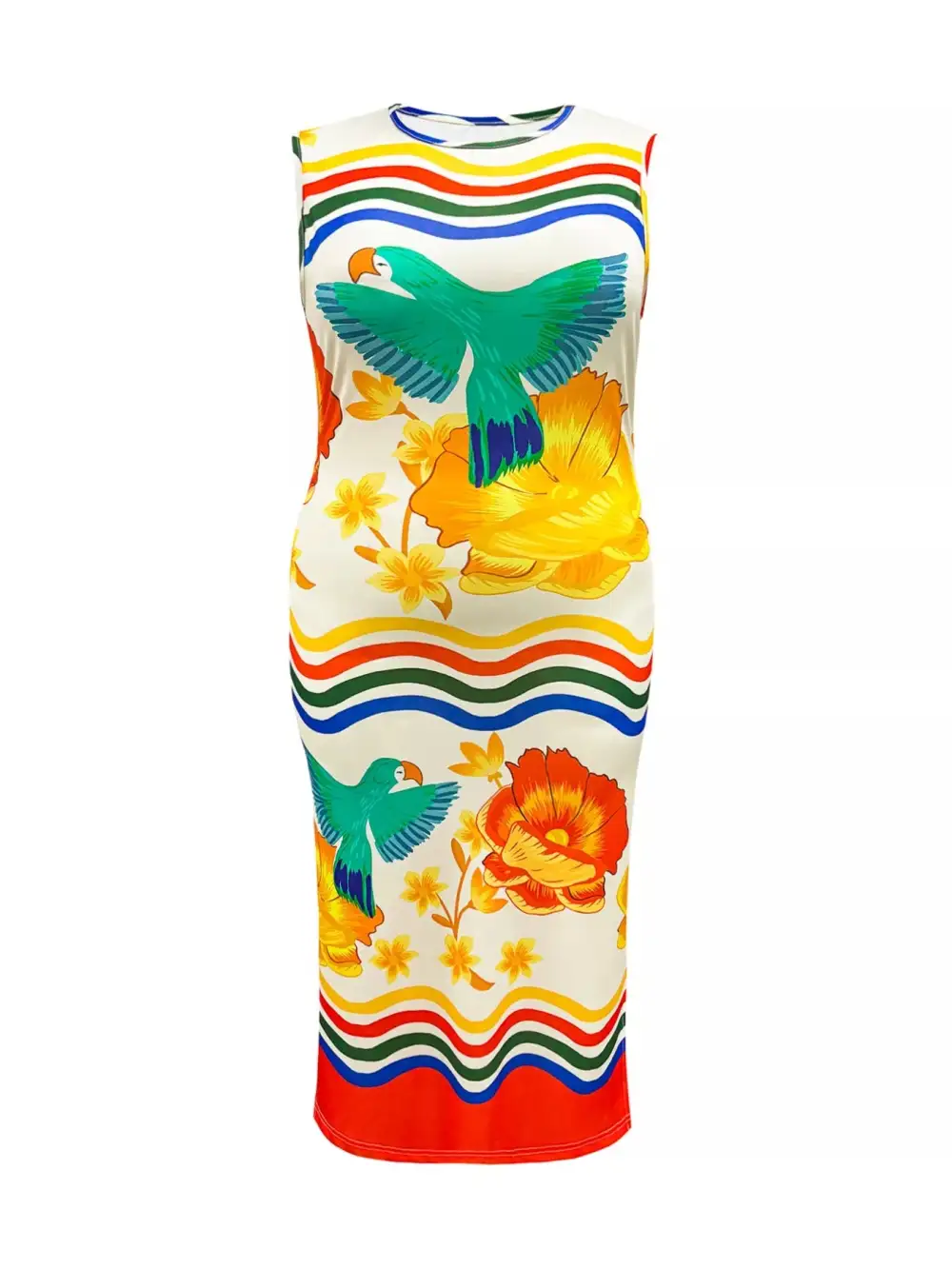 Relaxed Shape Printed Sleeveless Midi Dress