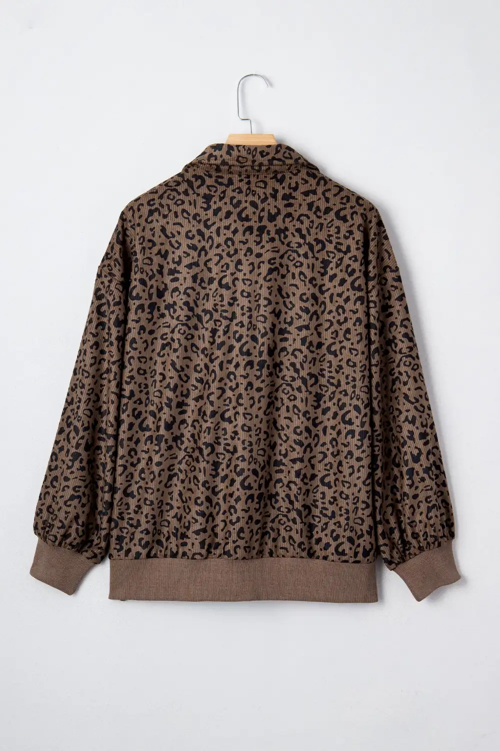 Leopard Print Zip Detail Quarter Zip Sweatshirt