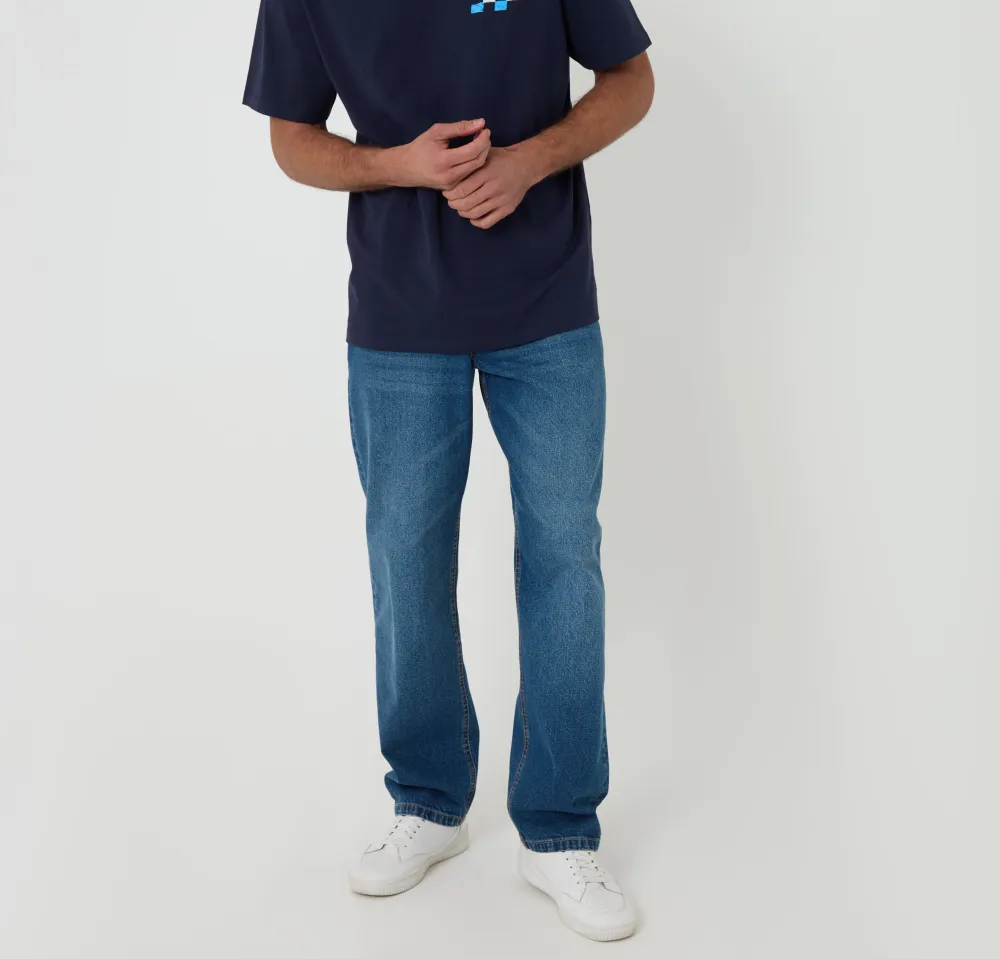 Men's Navy Relaxed-Fit Graphic Cotton T-Shirt