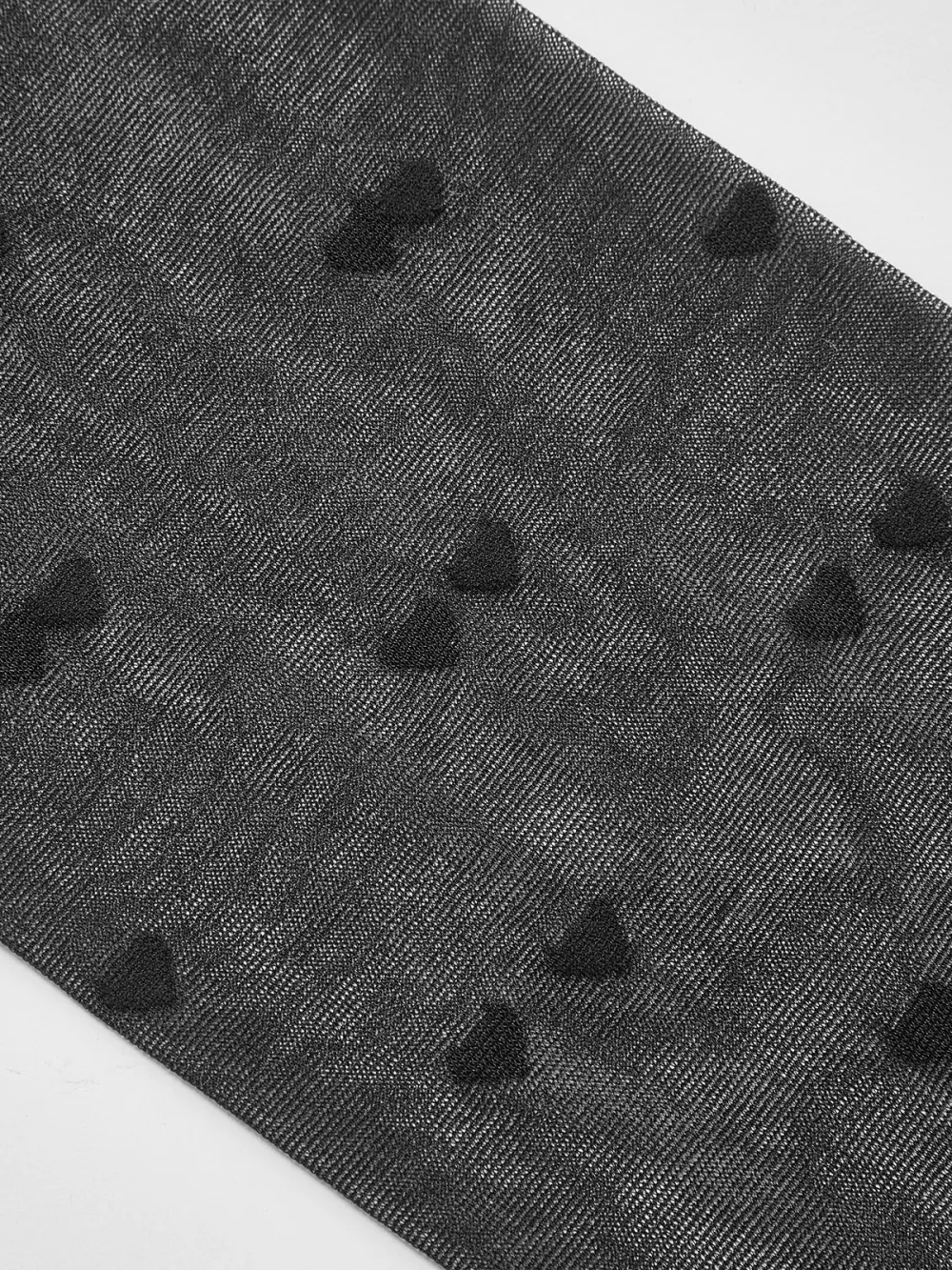 Black Sheer Stockings Featuring Heart-Shaped Patterns