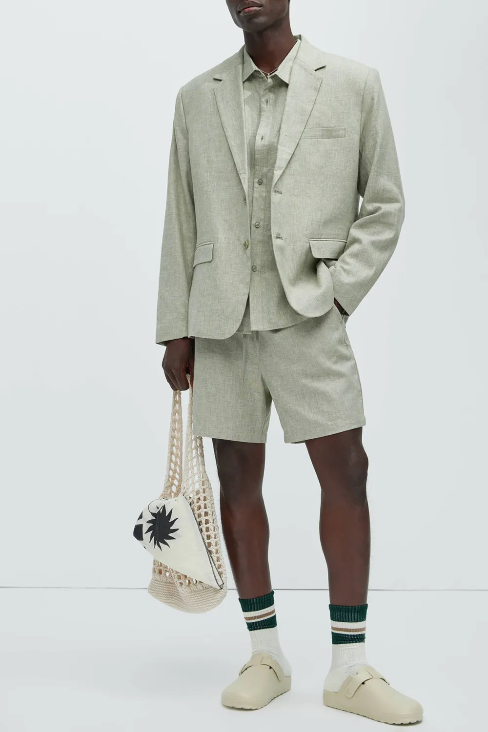 Linen Suit Jacket - Blue