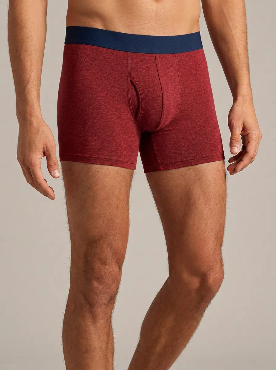 Men's Heather Blue Solid Color Printed Boxer Briefs