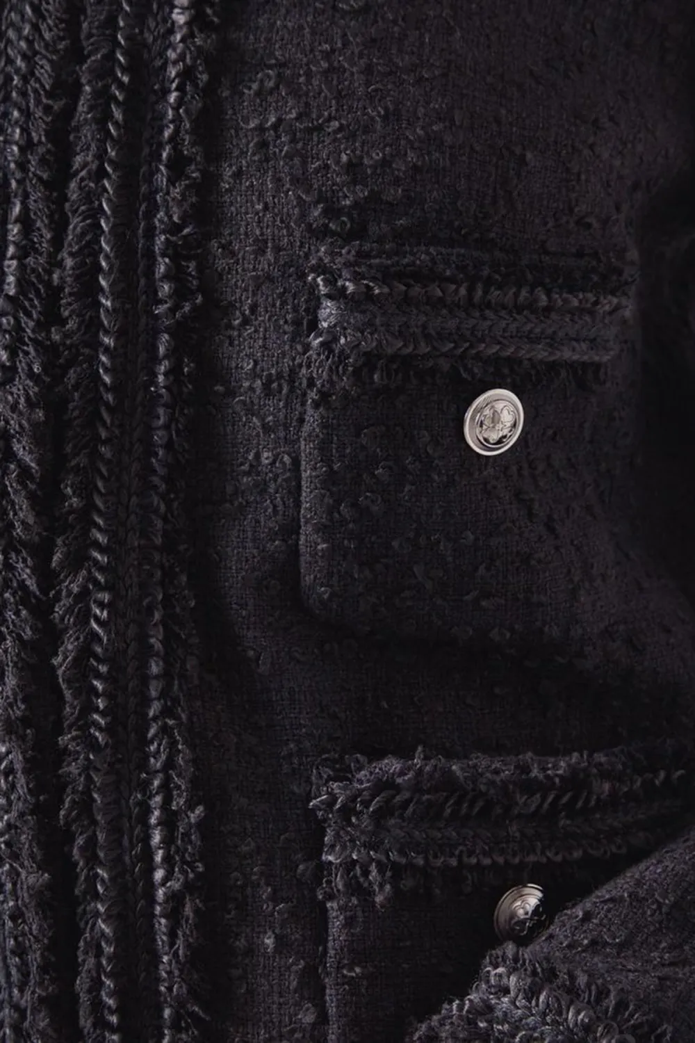 Black Tweed Pocket Detail Short Jacket