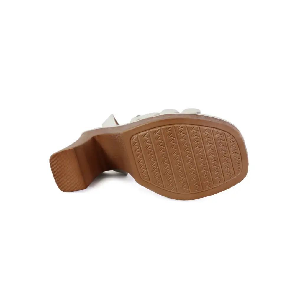 Padded Multi Strap in Wooden Heel