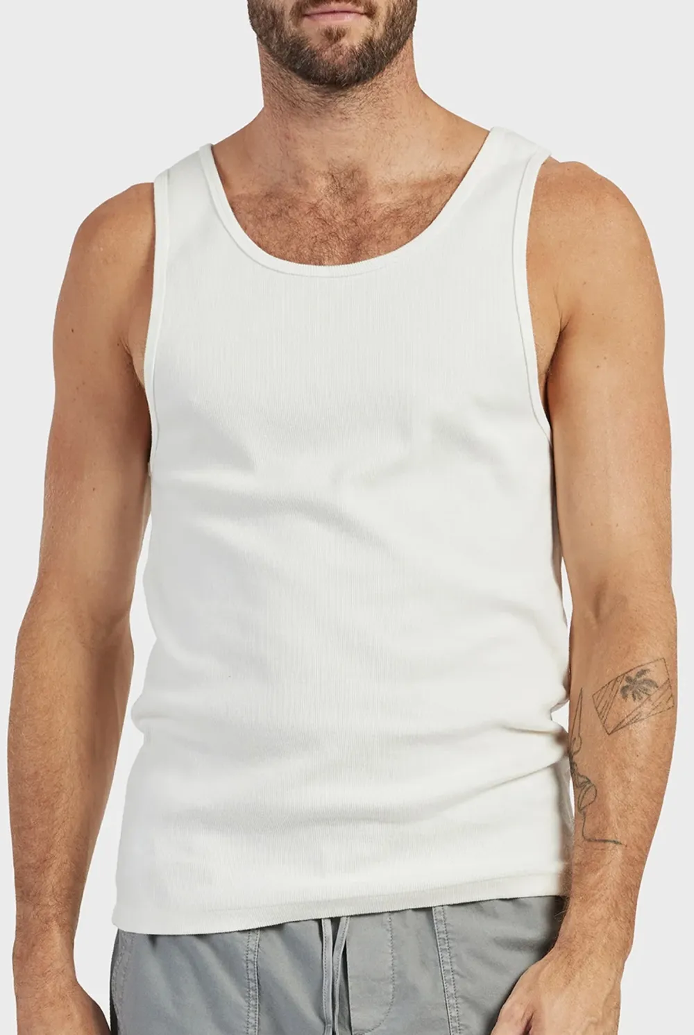 Sleeveless Crew Neck Ribbed Tee