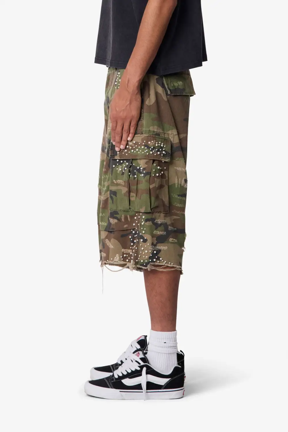 Pearled Utility Cargo Shorts