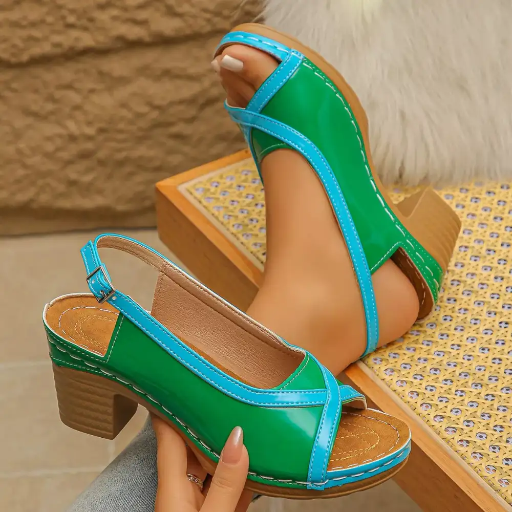 Minimal Open Toe Block Heel Sandals