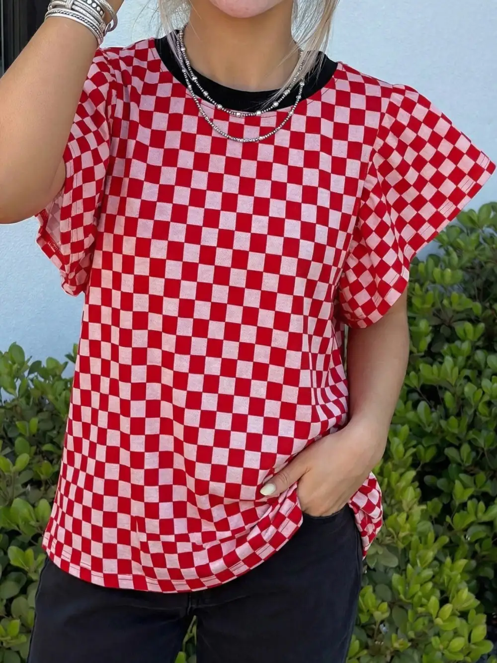 Round Neck Ruffled Top