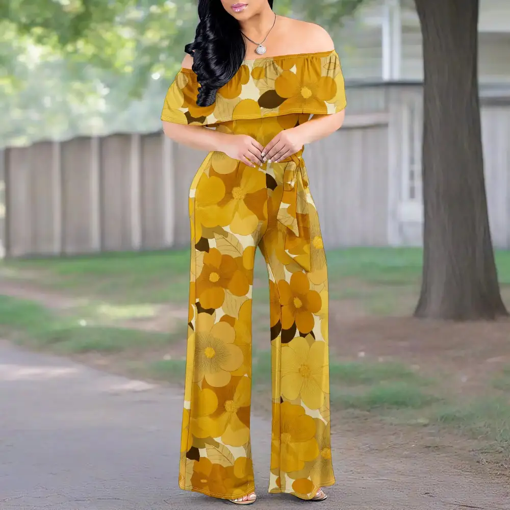 Boho Vintage Floral-Print Backless Romper