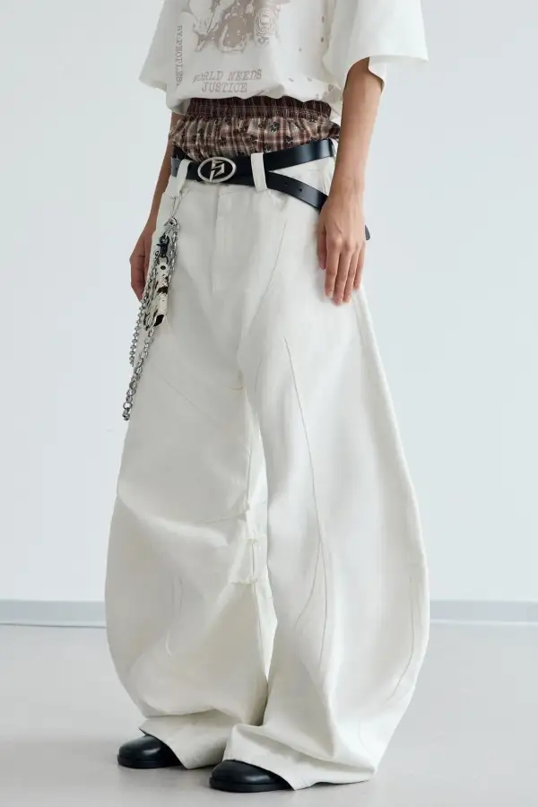 Frayed Wide-Leg Machete Jeans