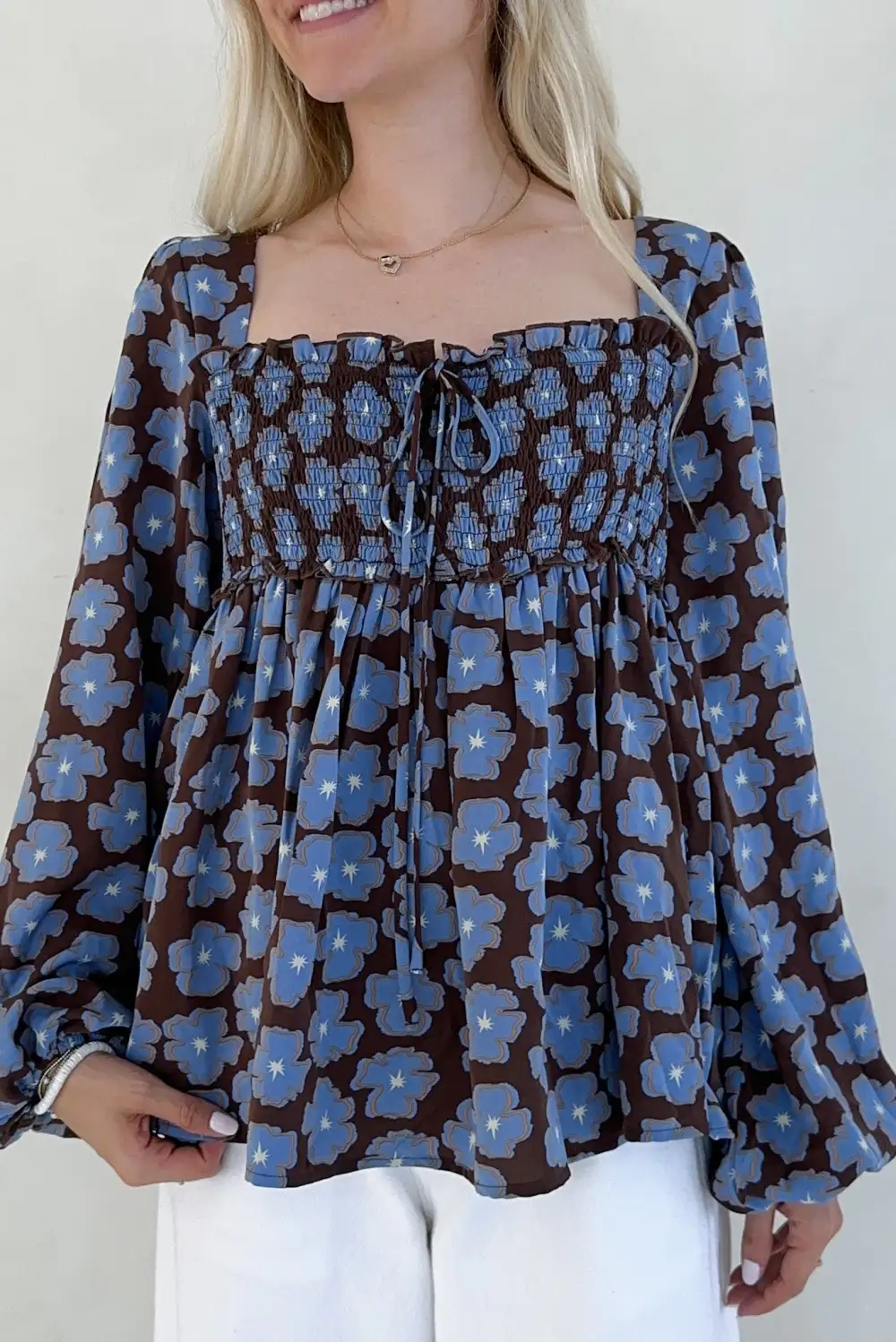 Floral Printed Smocked Top