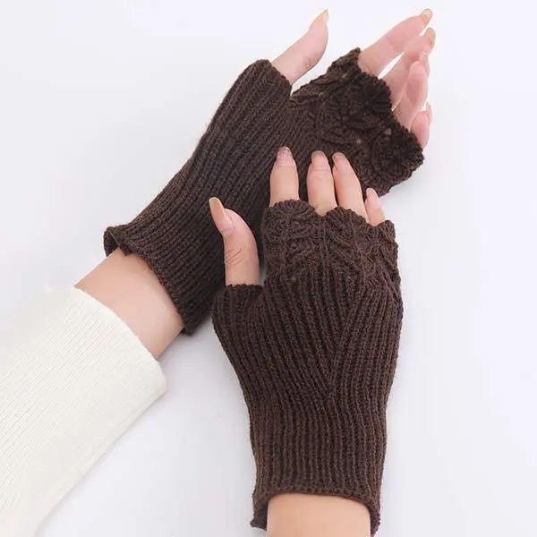 Knitted Warm Half Finger Mitts 11295498C