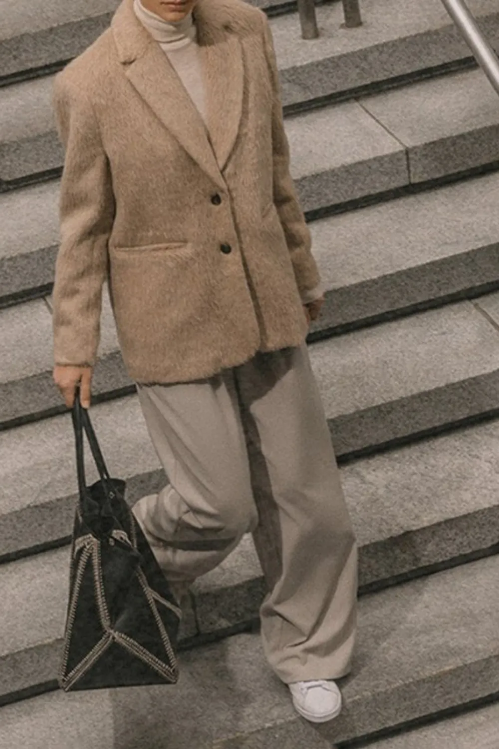 Fuzzy Wool Blend Blazer